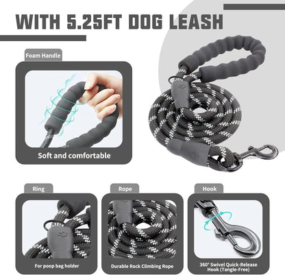 【#Summervibes #Petlovers】Auroth No Pull Dog Harness and Leash Combo with Cute Poop Bag Holder, Reflective Adjustable Soft Padded Safety Harness, Dog Poop Bag Dispenser with 1 Roll 15 Bags, Dog Walking & Training Kit for Small Medium Large Dogs